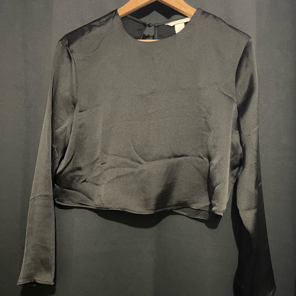 H&M Black Satin Blouse